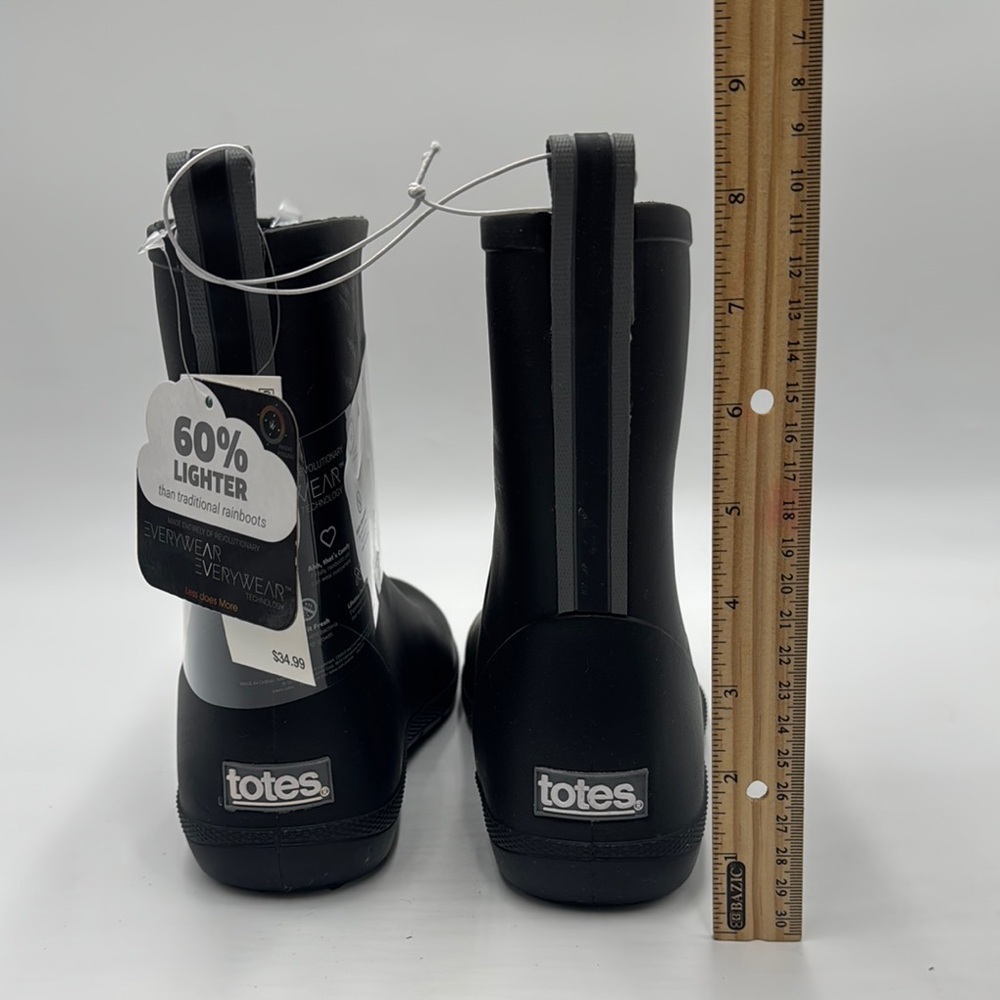 NWT Totes Cirrus Black Lightweight Rain Boots Size 4-5 - Picture 8 of 12